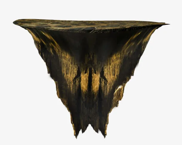 黑色漂浮岛屿荒凉手绘免抠