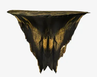 黑色漂浮岛屿荒凉手绘免抠