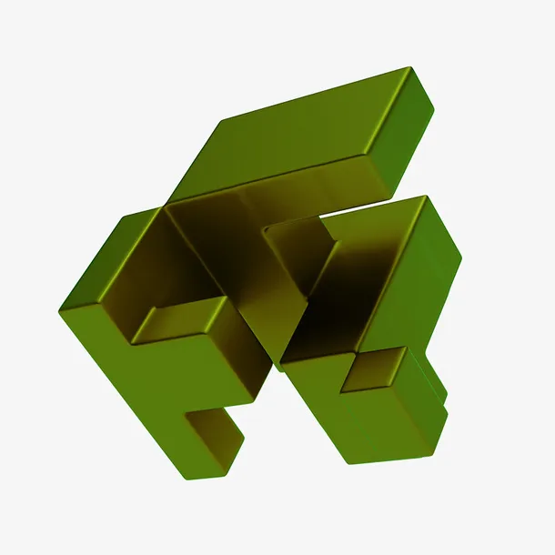 绿色创意多边形不规则3D立体建免抠