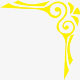 黄色中式花纹边框装饰免抠