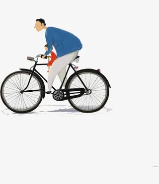 高清摄影父亲节骑单车场景免抠