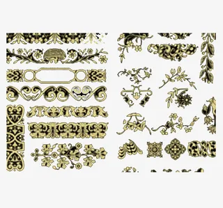 金丝线古典花纹免抠