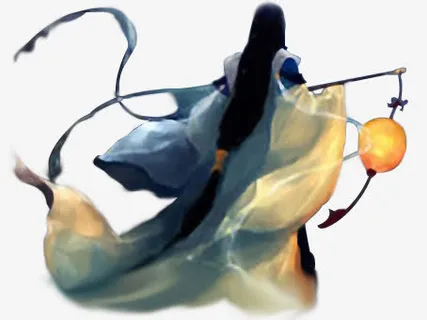 手提灯笼素材古风男子免抠