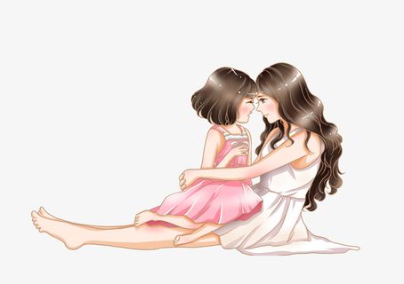 手绘可爱人物插图母亲节妈妈与女免抠