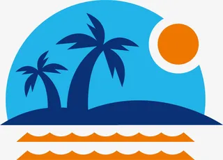 蓝色扁平大海海岛免抠