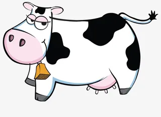 手绘卡通黑斑奶牛免抠