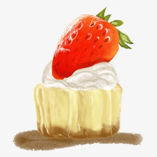 插画风格草莓布丁免抠