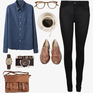 深蓝色牛仔衬衫免抠