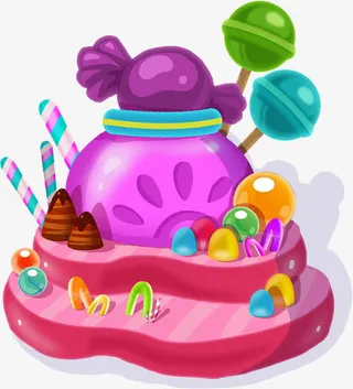 卡通红色糖果蛋糕免抠