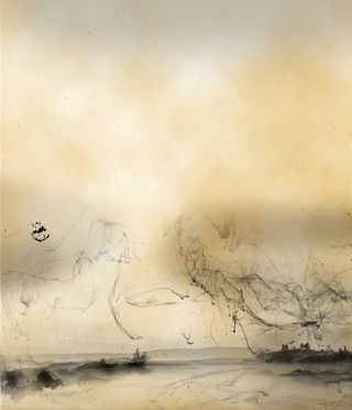 水墨山水米色背景素材高清