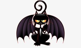 带翅膀的黑猫矢量素材免抠