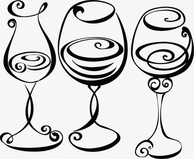 优美线条的高脚杯饮料简笔画免抠