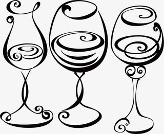 优美线条的高脚杯饮料简笔画免抠