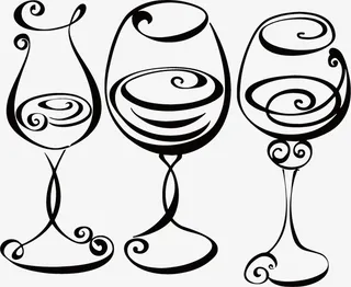 优美线条的高脚杯饮料简笔画免抠