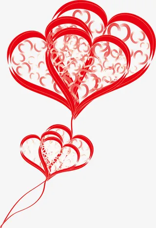 红色花纹爱心气球免抠