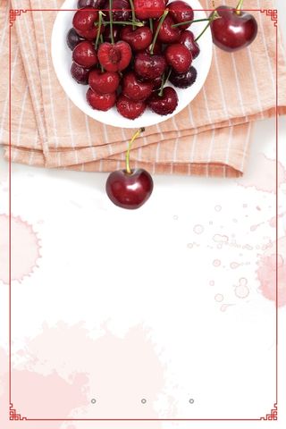 车厘子白色简约清新大气背景高清