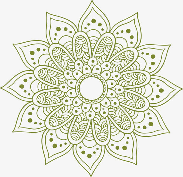 绿色复古图腾花纹免抠