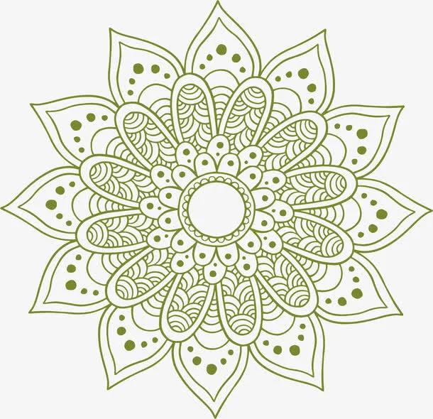 绿色复古图腾花纹免抠
