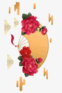 纸扇祥云花瓣免抠 纸扇祥云花瓣免抠
