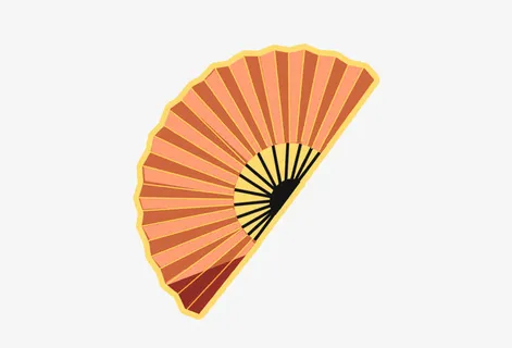 国潮元素国潮折扇板绘手绘免抠