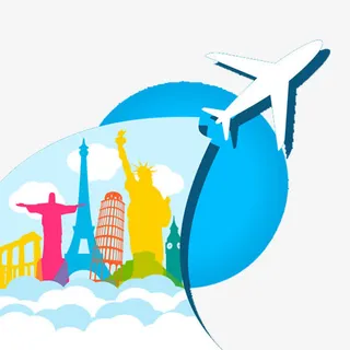 卡通手绘旅游底图免抠