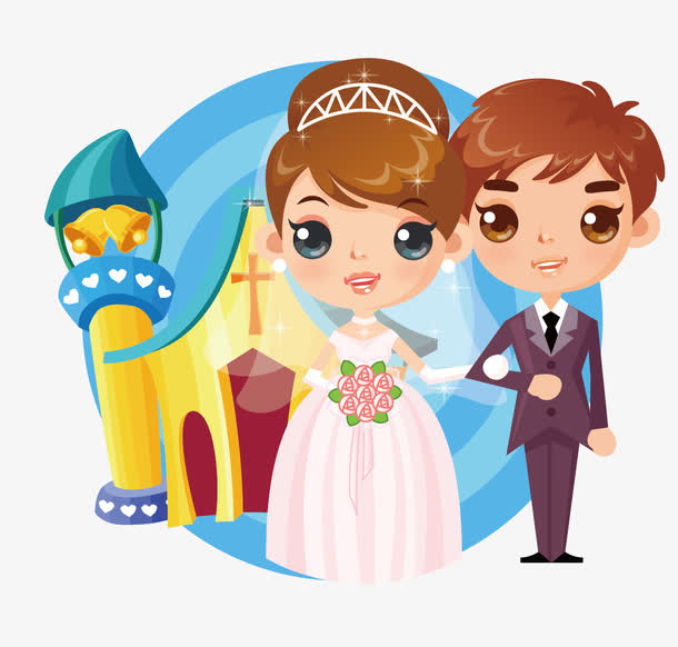卡通恋人婚礼免抠