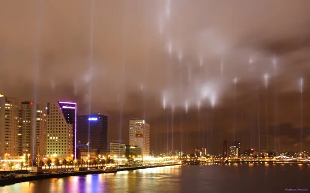 光束城市景象天空灰暗免抠
