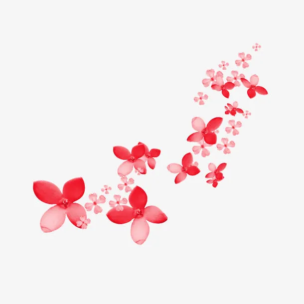 红色漂浮鲜花免抠