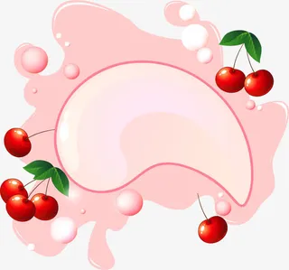 矢量樱桃牛奶免抠