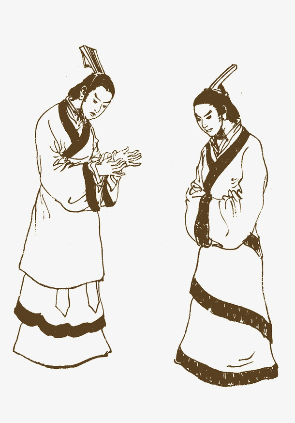 中国风古代服饰绘画免抠