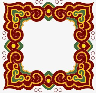 国风红色云纹边框免抠