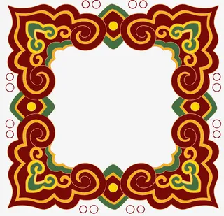 国风红色云纹边框免抠