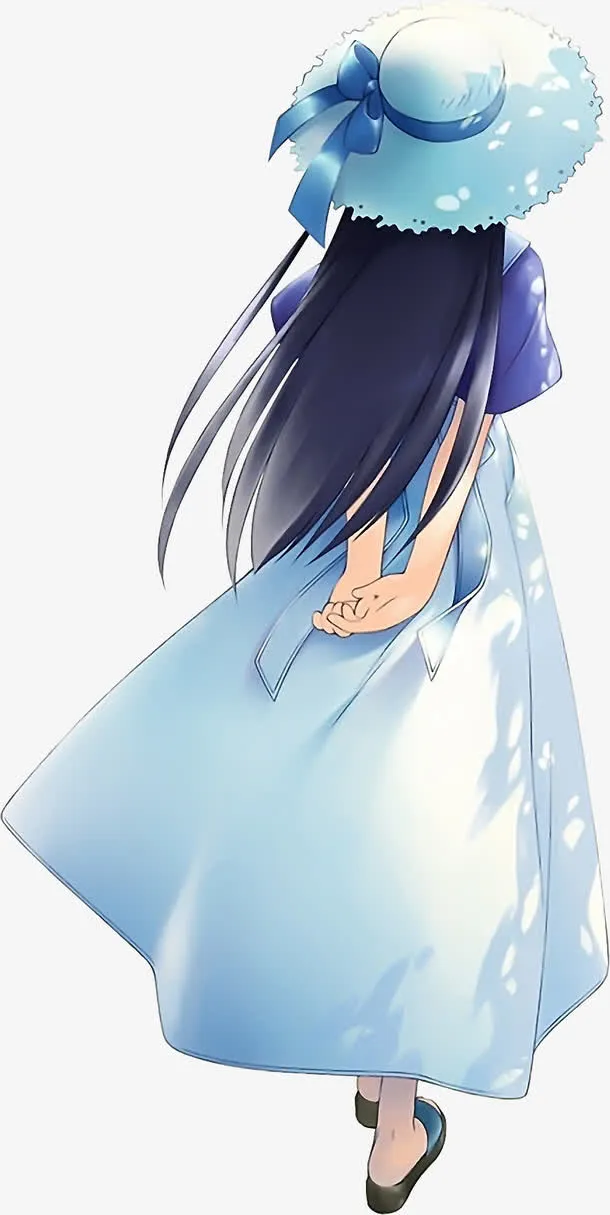 卡通唯美女孩背影免抠