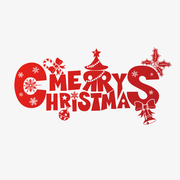 圣诞快乐剪纸字体免抠