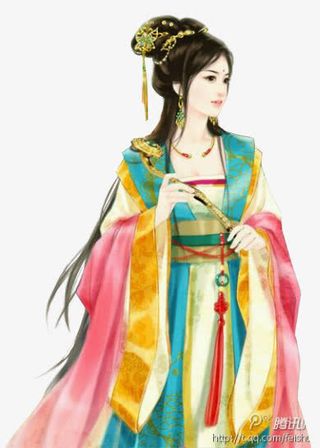 立绘古风手持玉如意女子免抠