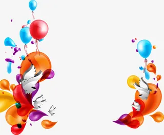 彩色气球立体鸽子国庆免抠