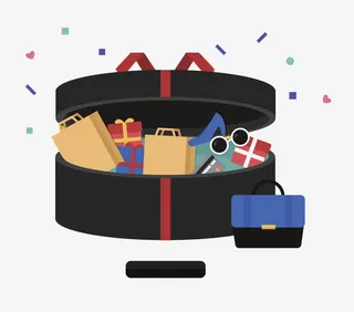 卡通创意礼盒标签免抠