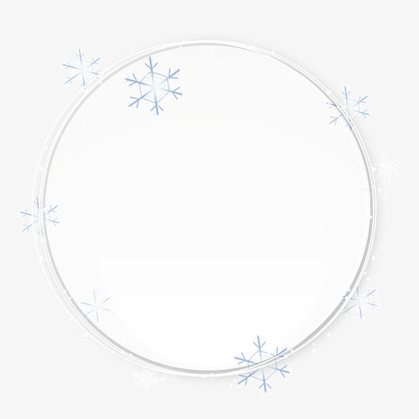 手绘白色圆圈雪花图案免抠