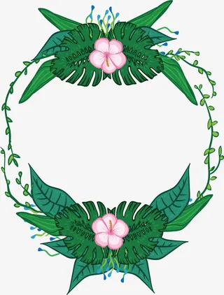 可爱粉色小花树藤标题框免抠