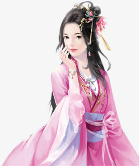 古风立绘粉红色衣服美女免抠