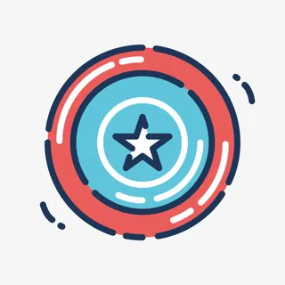 卡通手绘美国队长盾牌免抠