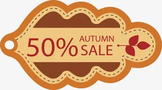 树叶形状秋季促销标签免抠