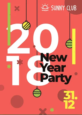 红色几何简约文艺年冬季新年派对高清