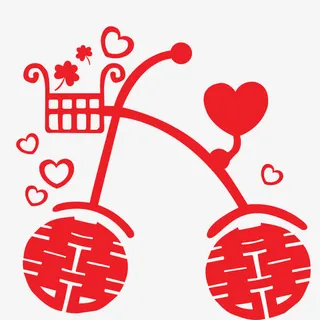 创意新婚剪纸免抠