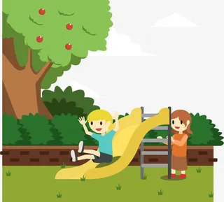 玩滑梯的孩子免抠