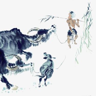 牧童放牛图免抠