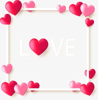 情人节红色密集爱心免抠