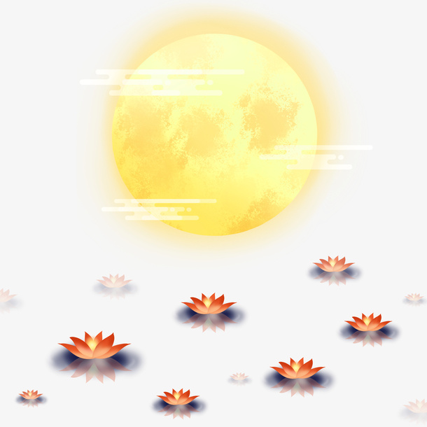 中秋节河灯月元素免抠