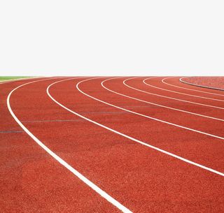 手绘红色弯道跑道免抠