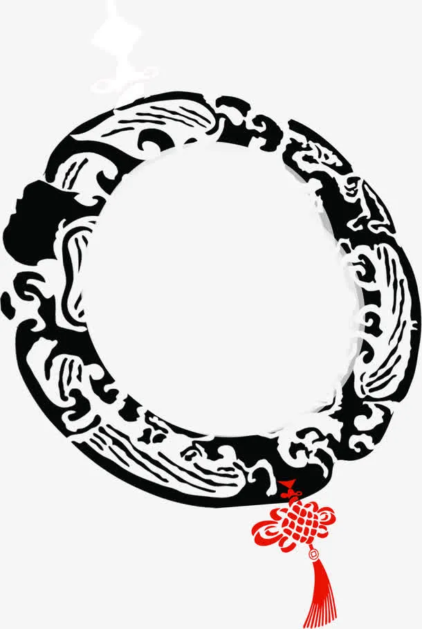 中秋节黑色手绘花纹包装免抠